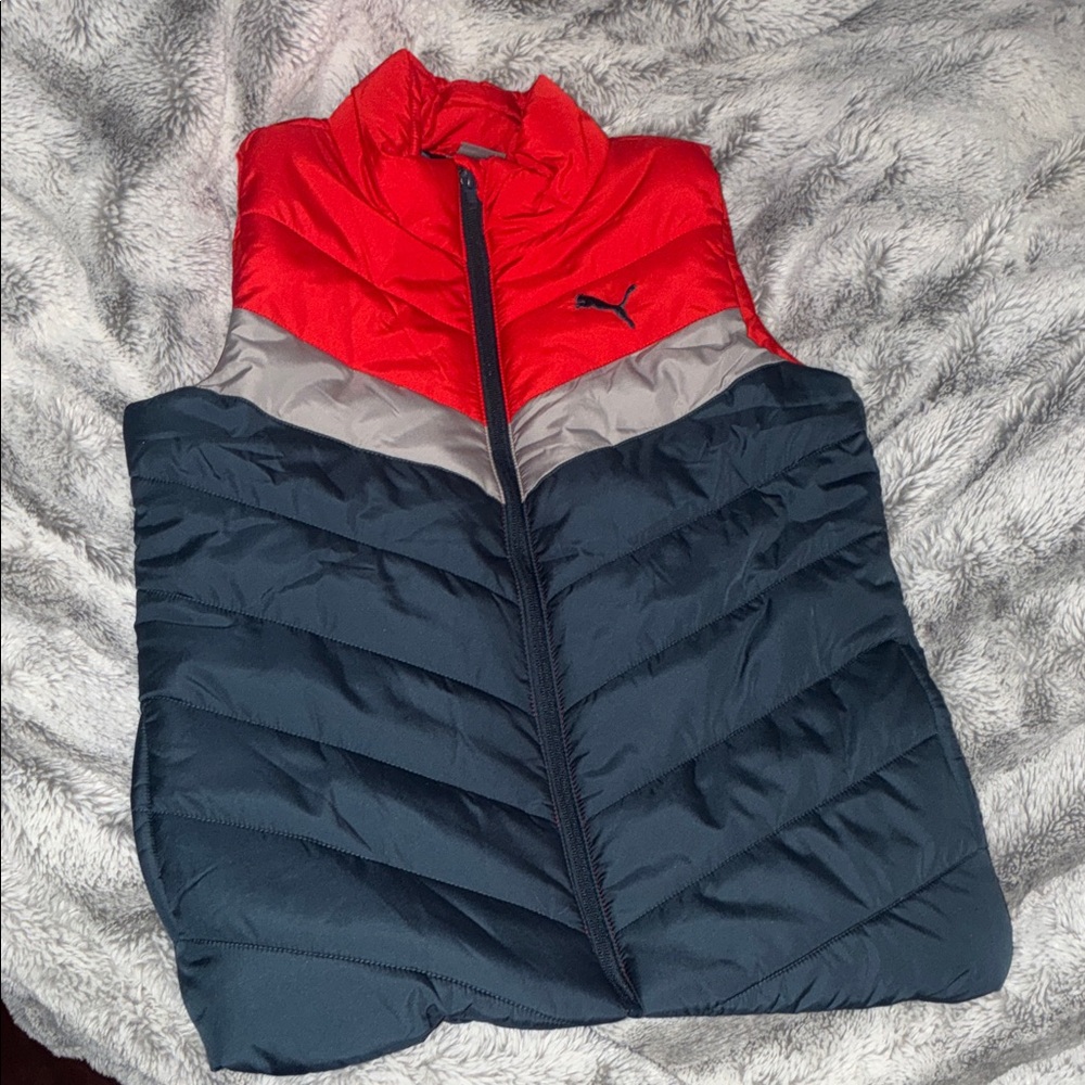 Puma Kids Red and Gray Chevron Vest